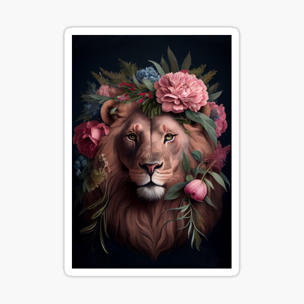 Majestic Lion - Be Brave, Have Faith, Inspirational Design Sticker