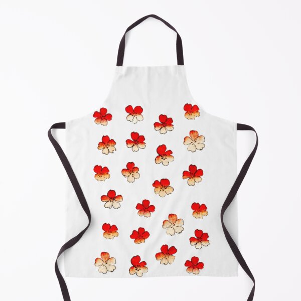 Item preview, Cherry Blossom Japanese Orange Sakura Spring Print on White Vintage 1960's 1970's Style Flower Blossoms Flowers designed and sold by kattakitty.