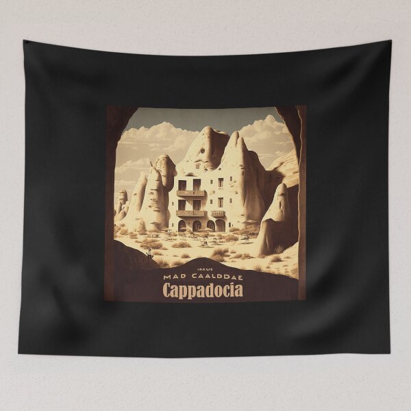 Item preview, Original art Vintage style Cappadocia Travel Poster Print designed and sold by 3 CITIES.