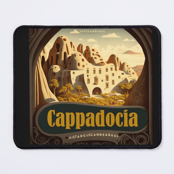 Item preview, Original art Vintage style Cappadocia Travel Poster Print designed and sold by 3 CITIES.