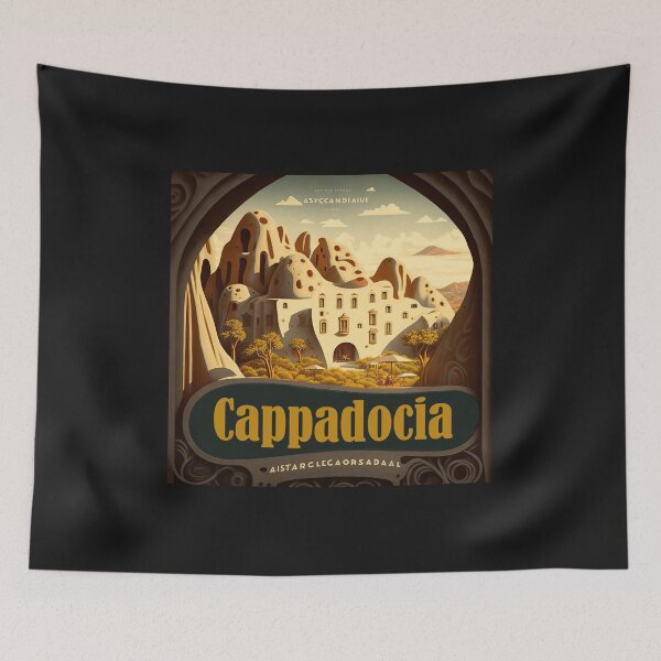 Item preview, Original art Vintage style Cappadocia Travel Poster Print designed and sold by 3 CITIES.