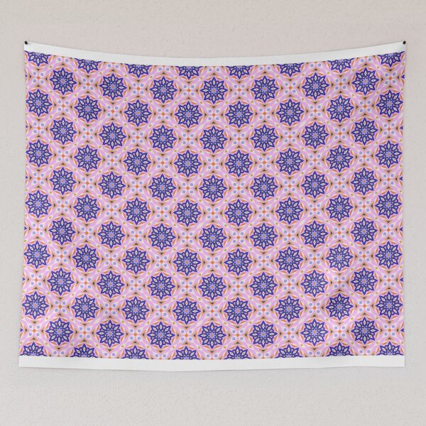 Item preview, Geometrical abstract allover pattern in pink and blue designed and sold by FloorRehbach.