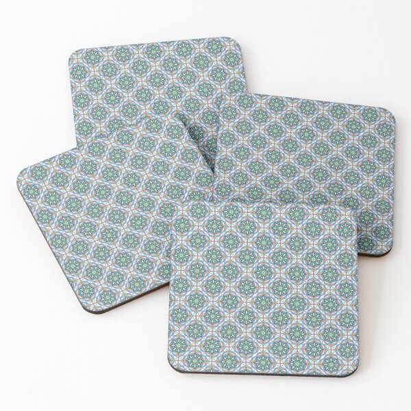 Item preview, Geometrical abstract allover pattern in blue and green designed and sold by FloorRehbach.