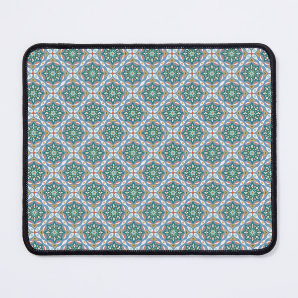 Item preview, Geometrical abstract allover pattern in blue and green designed and sold by FloorRehbach.