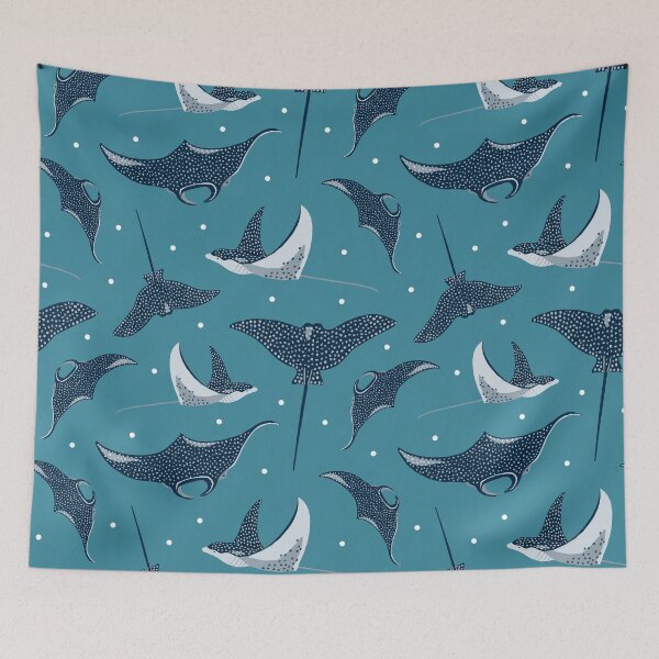 Item preview, Illustrated Rays Allover Print Underwater Ocean Theme Batoidea designed and sold by FloorRehbach.