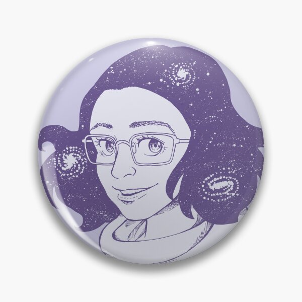 Frau mit Sternenhaar Brille und Schal - flieder - violett - lila Button