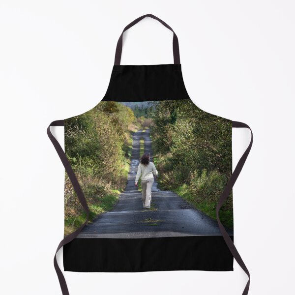Item preview, A charming woman with dark curly hair, wearing a white outfit, walking along an autumn forest path designed and sold by AlbertMi.