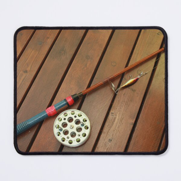 Item preview, vintage fishing rod with a big reel and a wobbler designed and sold by mrivserg.