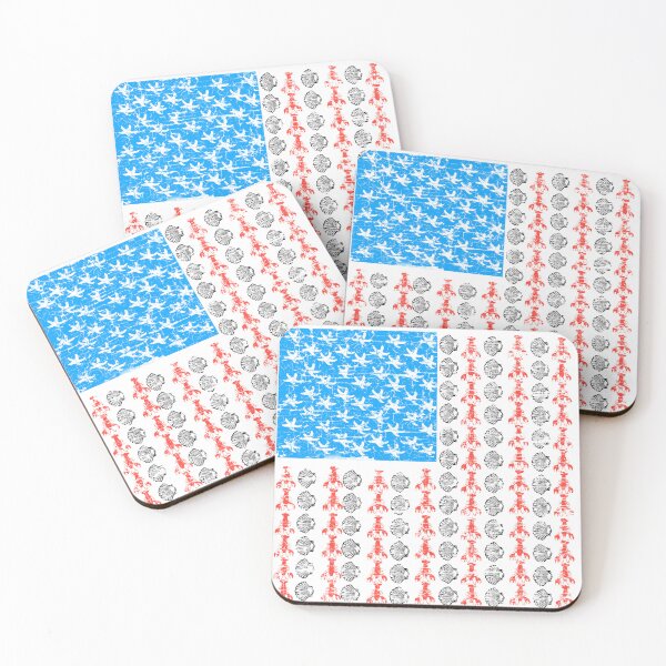 Item preview, Patriotic Lobster Starfish Scallop Coastal American USA Flag designed and sold by funnytshirtemp.