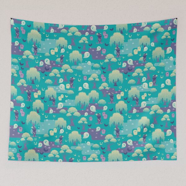 Item preview, Green Haunted Halloween Ghost Swamp designed and sold by Melissa Plugge-Dekker.
