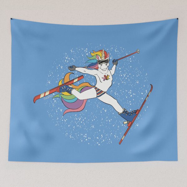 Item preview, Unicorn Daffy Retro Skiing Trick designed and sold by Piste-and-Trail.