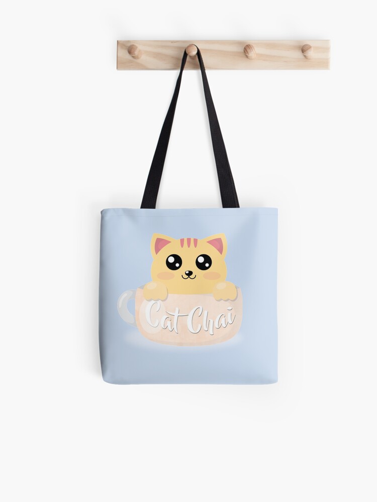 Cat Tea Chai Anime Tote Bag By Popartdesigns Redbubble