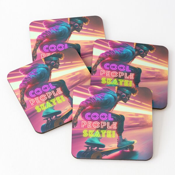 Item preview, "Cool Skater: A Woman Riding a Skateboard with the Text "Cool People Skate" designed and sold by AkoSiEss.