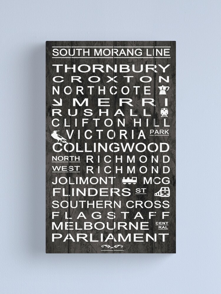 Thumbnail 2 of 3, Canvas Print, Rail Travel Destination Board - Sth Morang Line designed and sold by loredana53.