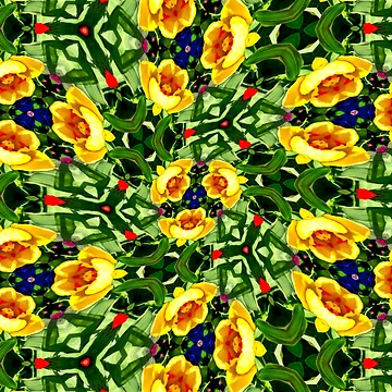 Artwork thumbnail, Bright Yellow Flower Pattern by Patternflower