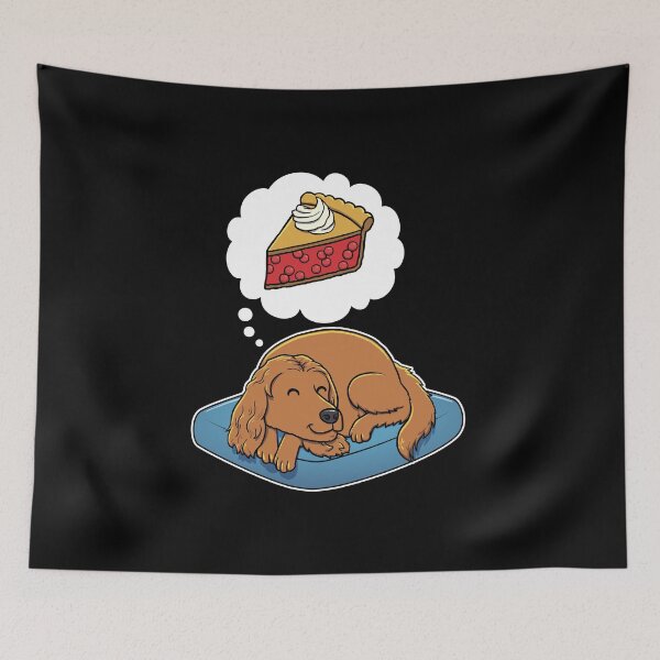Aperçu de l'œuvre English Cocker Spaniel dreaming about Cherry Pie créée et vendue par DoggieDelights.