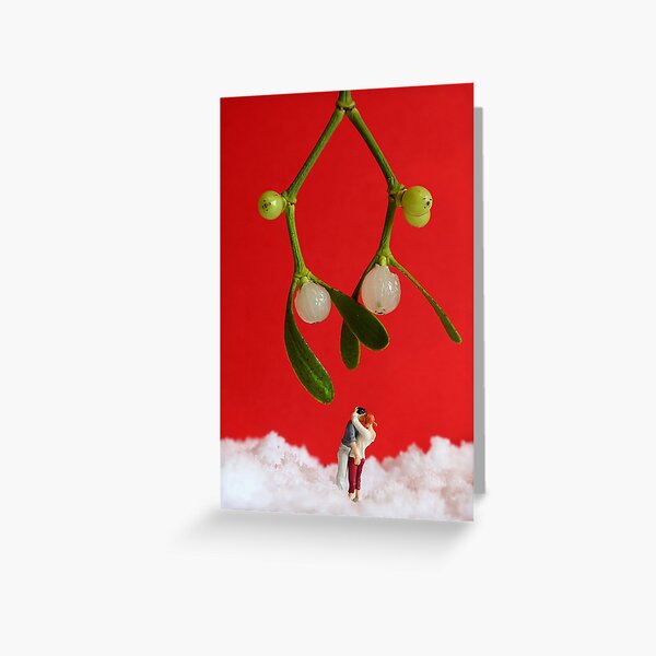 "Big Kiss" Christmas miniature people macro photo card and gifts Greeting Card