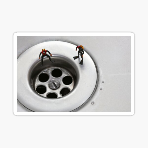 "Sink Hole" miniature people macro photo Sticker