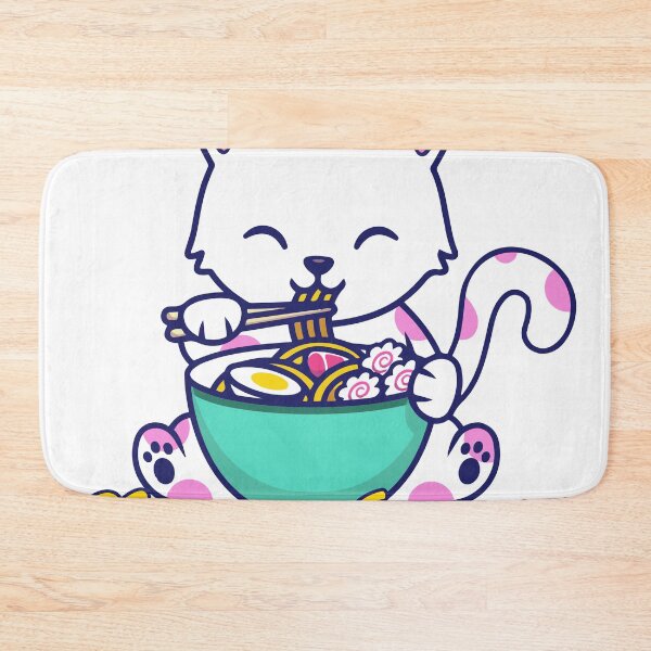 Aperçu de l'œuvre Chat mignon mangeant des spaghettis - Cat Design créée et vendue par K-Klub.