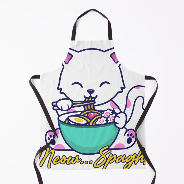 Aperçu de l'œuvre Chat mignon mangeant des spaghettis - Cat Design créée et vendue par K-Klub.