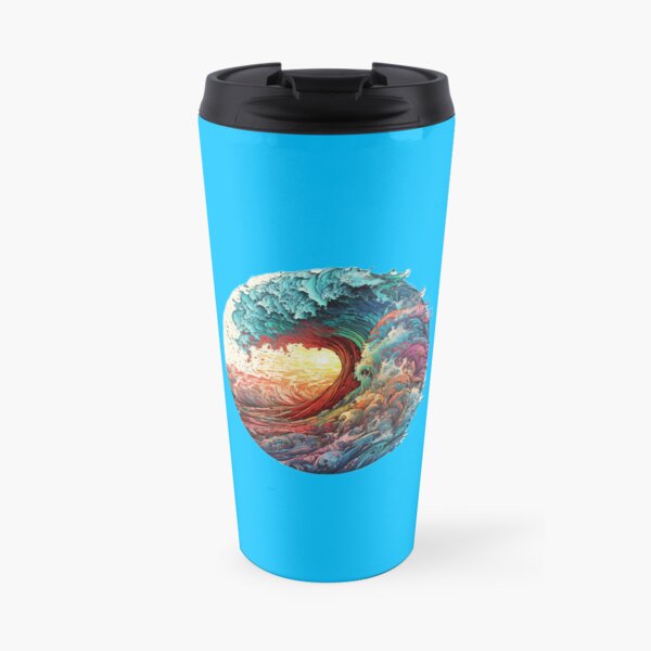 Colorful Wave Symphony Travel Coffee Mug