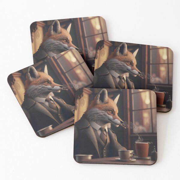 Item preview, Fox detective smoking in the coffee shop designed and sold by ARTeez⭐️⭐️⭐️⭐️⭐️.