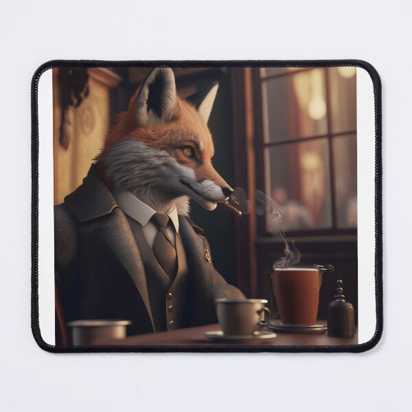 Item preview, Fox detective smoking in the coffee shop designed and sold by ARTeez⭐️⭐️⭐️⭐️⭐️.