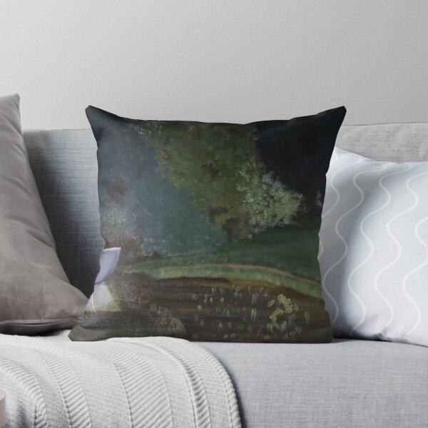Landscape with the boat Throw Pillow