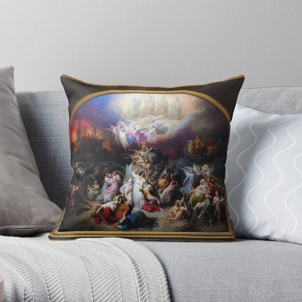 Titus Destroying Jerusalem by Wilhelm von Kaulbach - The Horrors Of War, Death & Destruction 3 Titus destroying Jerusalem by Wilhelm von Kaulbach Remastered Xzendor7 Classical Art Old Masters Reproductions Throw Pillow