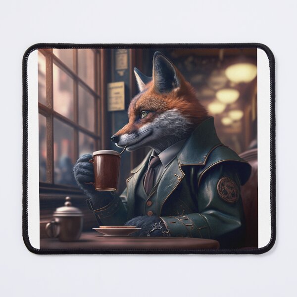 Item preview, Fox detective smoking in the coffee shop designed and sold by ARTeez⭐️⭐️⭐️⭐️⭐️.
