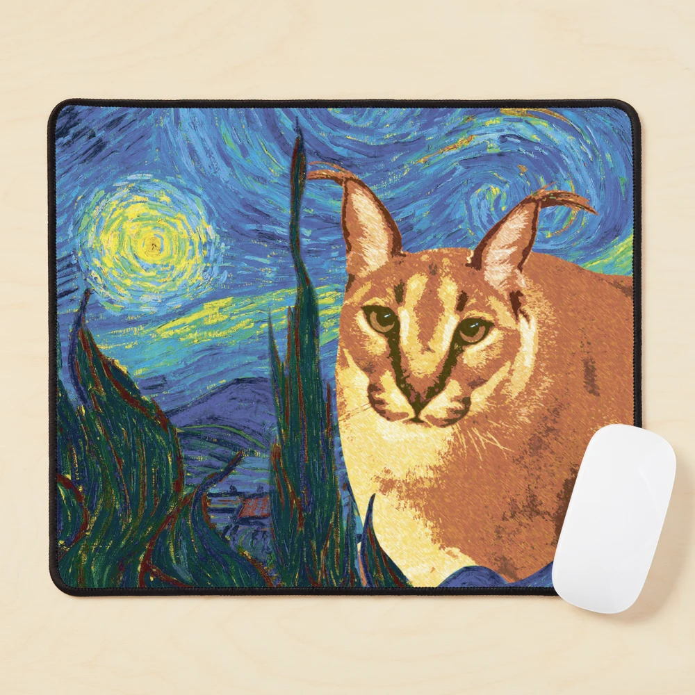 Funny Caracal Cat Floppa Meme Mouse Pad Square Non-Slip Rubber