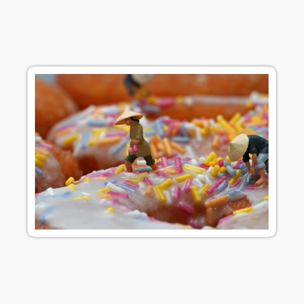 "Fields Of Doughnuts" miniature people macro photo Sticker