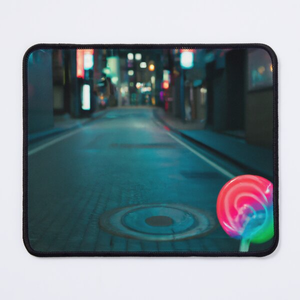 Item preview, Empty street by night with a delicious neon candy lollypop ! designed and sold by DGTY.