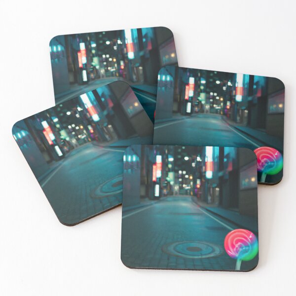 Item preview, Empty street by night with a delicious neon candy lollypop ! designed and sold by DGTY.