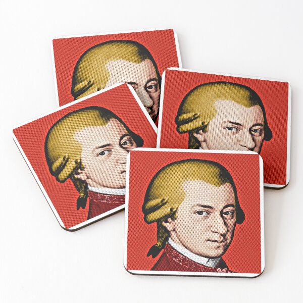 Item preview, Wolfang Amadeus Mozart Pop Art Portrait in Red Background designed and sold by OnlyPopArt.