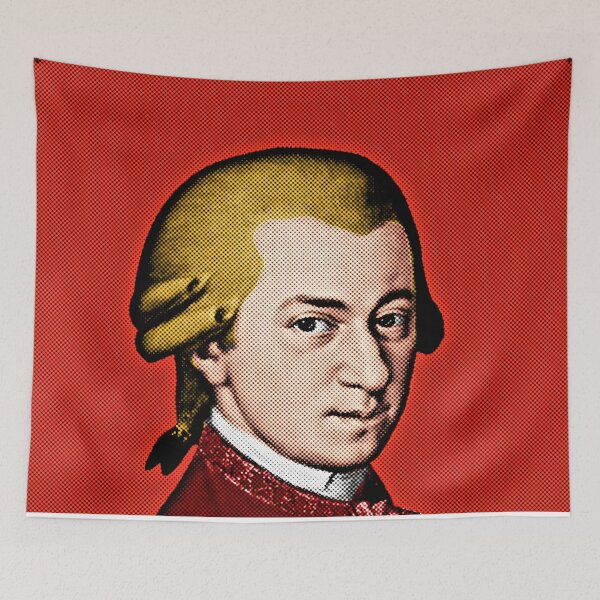 Item preview, Wolfang Amadeus Mozart Pop Art Portrait in Red Background designed and sold by OnlyPopArt.