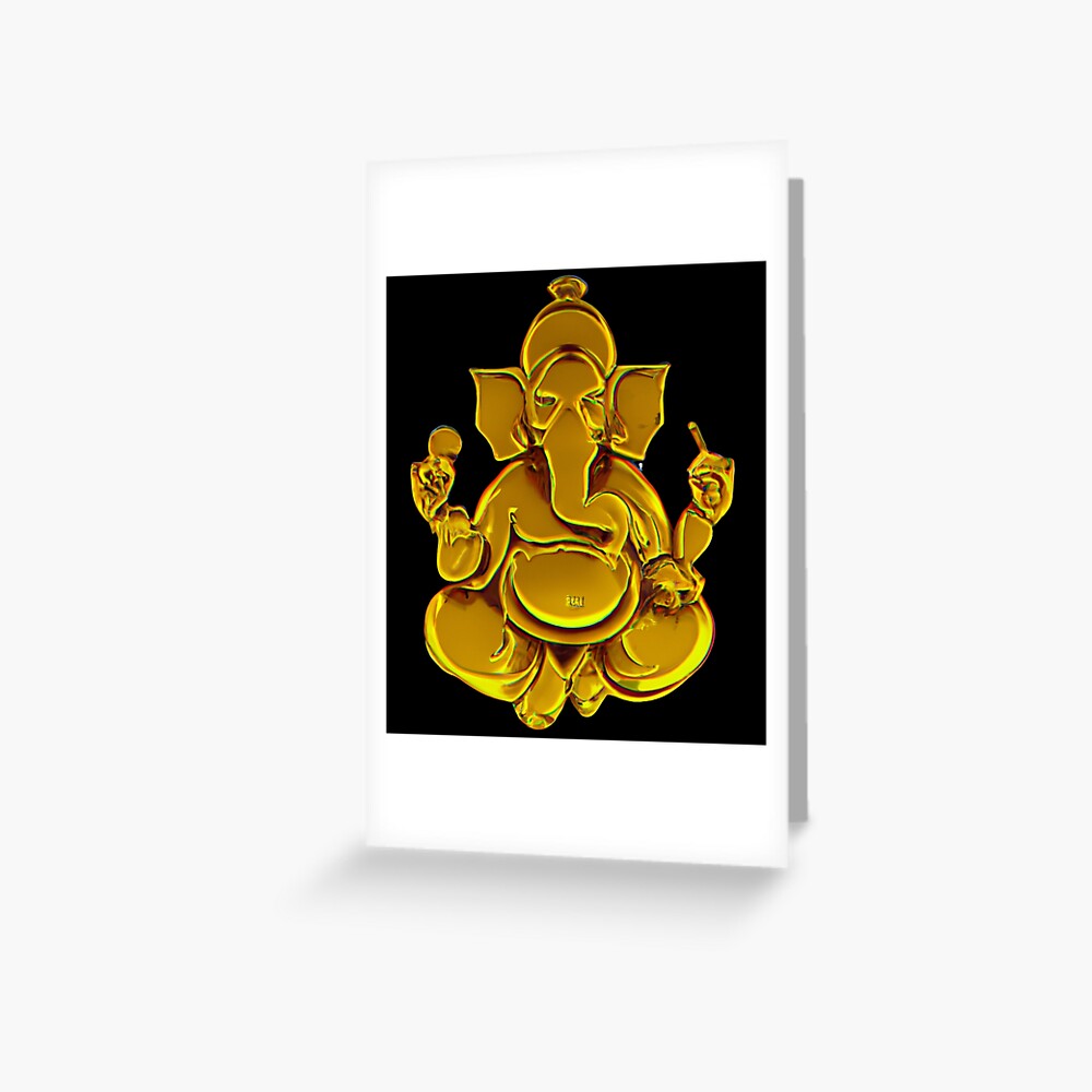 Gold Ganesh Drawing on Black Background