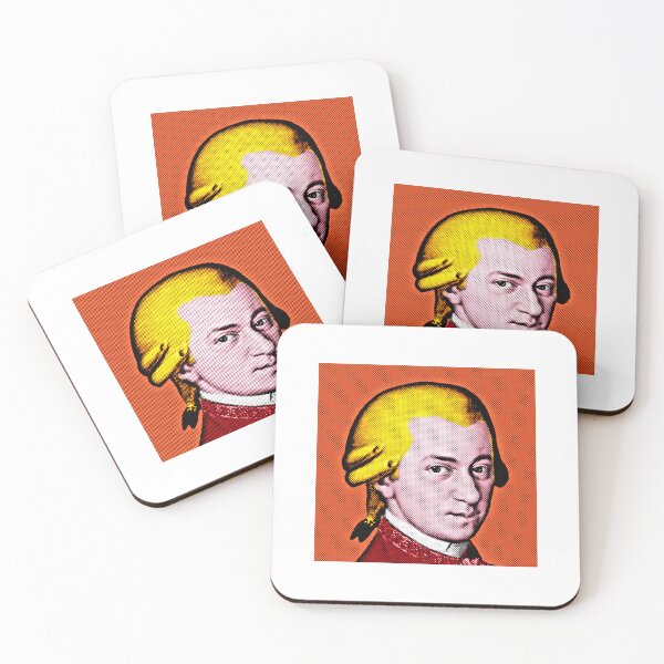 Item preview, Wolfang Amadeus Mozart Pop Art Portrait in Orange Background designed and sold by OnlyPopArt.