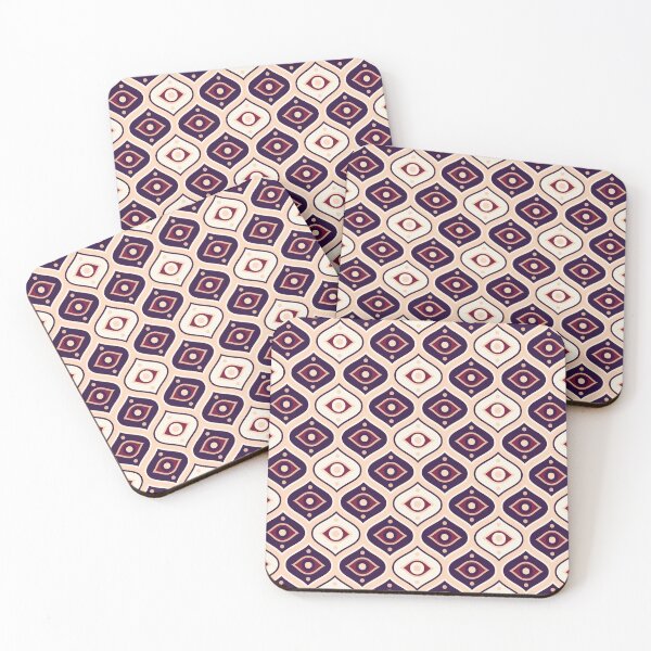 Item preview, Evil eye - ogee pattern - dark plum, navy, peach, cream designed and sold by Arubi-Art.