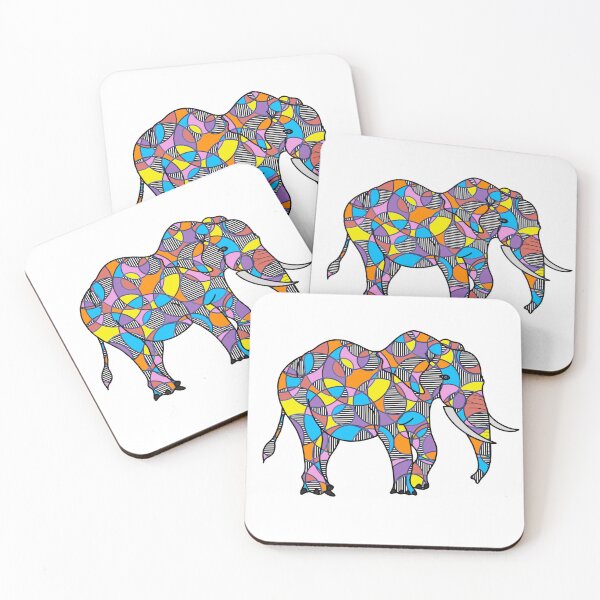 Item preview, Colorful Stripes and Circles Elephant designed and sold by Leah Haas.