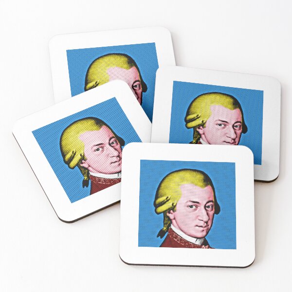 Item preview, Wolfang Amadeus Mozart Pop Art Portrait in Blue Background designed and sold by OnlyPopArt.