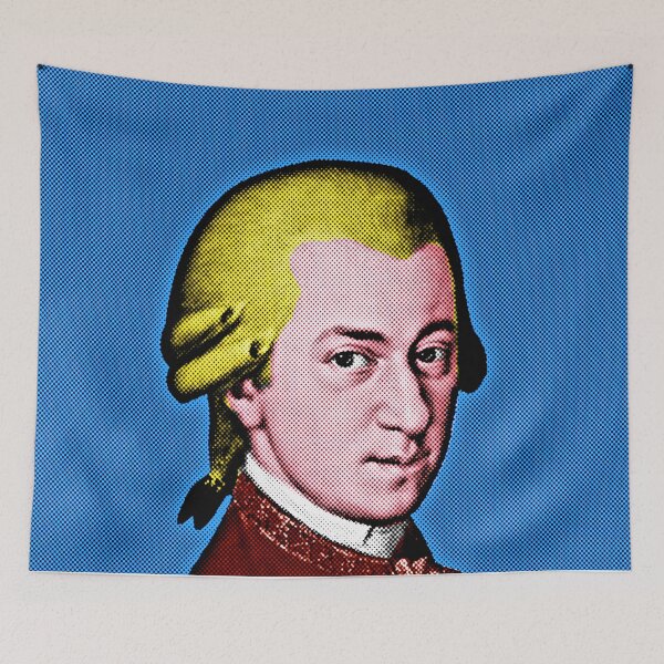 Item preview, Wolfang Amadeus Mozart Pop Art Portrait in Blue Background designed and sold by OnlyPopArt.
