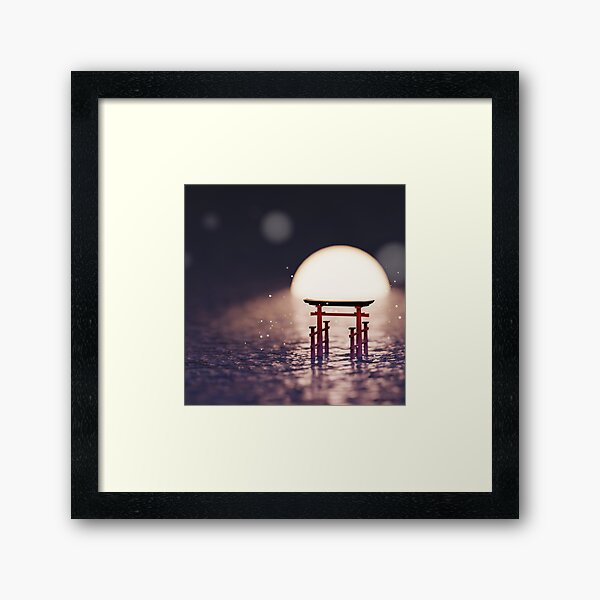 Torii Gate Lowpoly 3D Isometric Framed Art Print