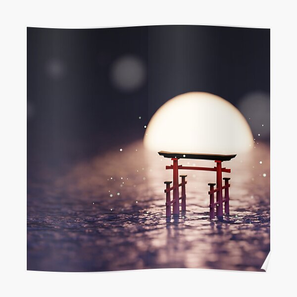 Torii Gate Lowpoly 3D Isometric  Poster