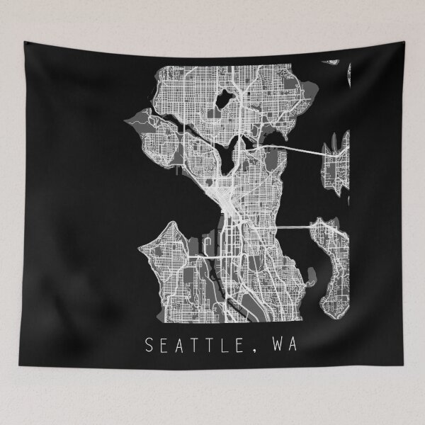 Item preview, Seattle Washington WA city map black and white designed and sold by gifts-ideas.