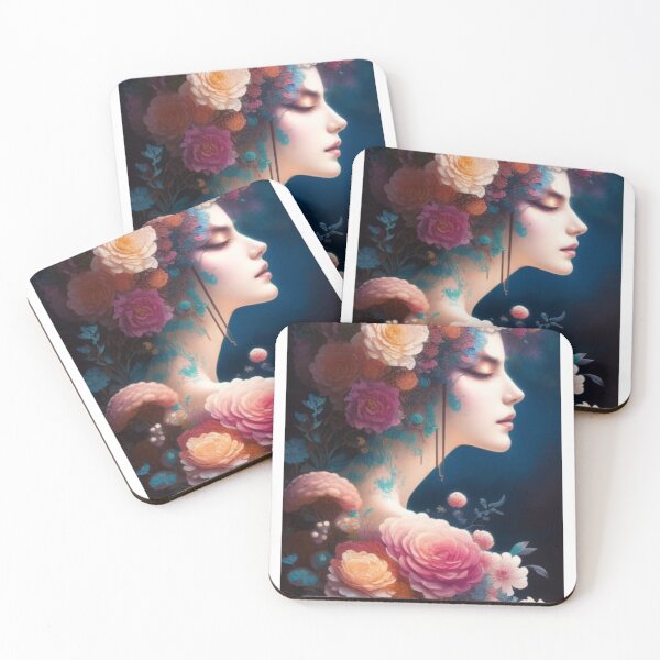Item preview, Floral Head Portrait of a Woman designed and sold by Verdant Rose Studio.