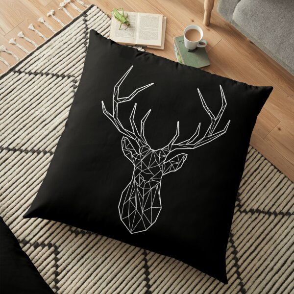 Geometric stag - BLACK Floor Pillow