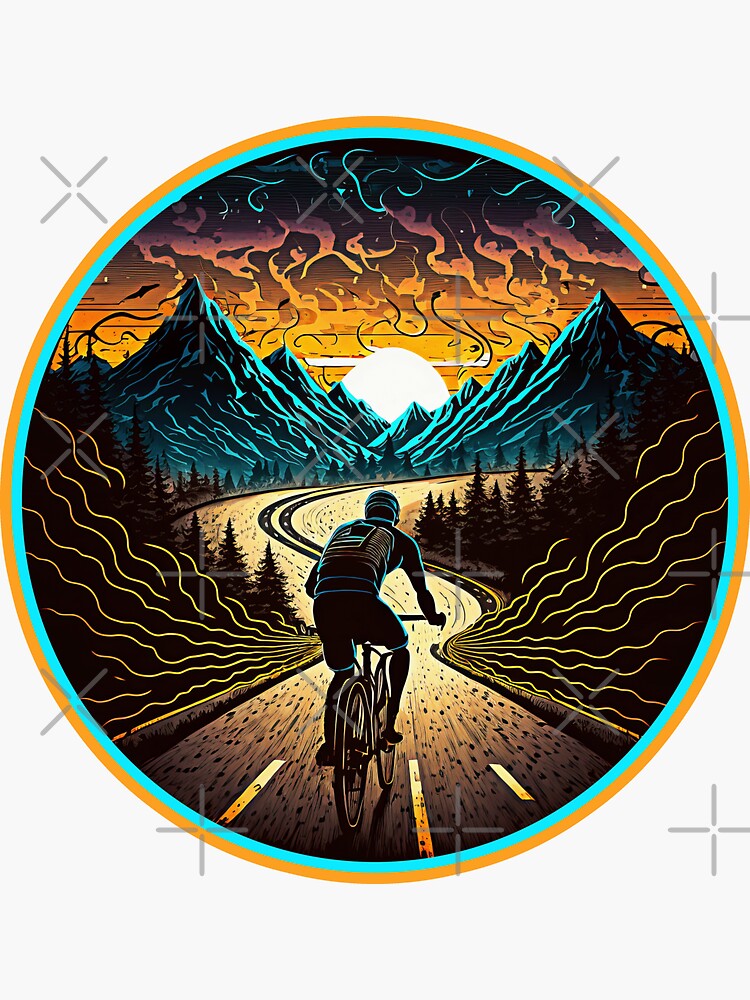 "Neon Cyclist Road Bike Artwork" Sticker for Sale by CaseHavenDesign