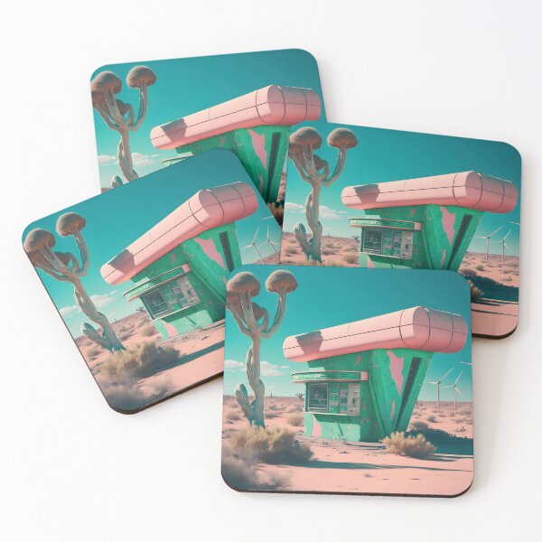 Item preview, Sunset desert colorfull  landscape, with cactus, wind turbine, palm tree designed and sold by PimpMyPet.