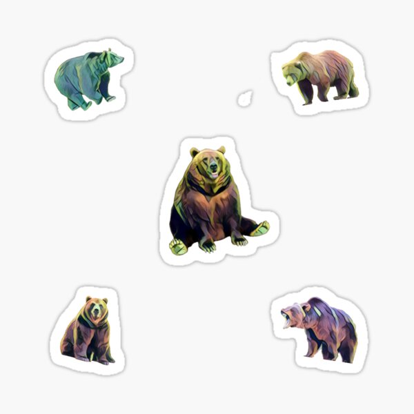 Ferocious Grizzly Bear Pattern - Available on socks mugs shirts stickers and more Sticker